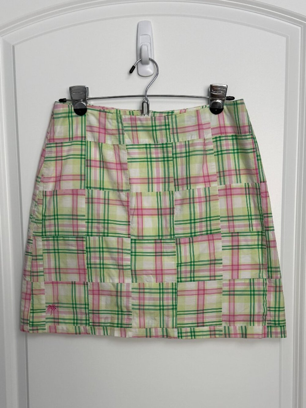 Vintage Lilly Pulitzer Patchwork Plaid Skirt Size 4 Green Pink